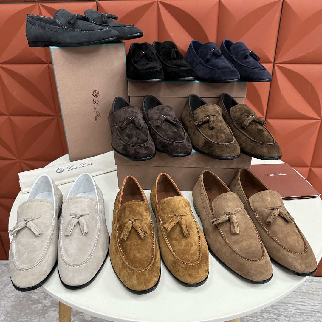 💋💍LP家新品    Loro Pian*  诺悠*翩雅  休闲一脚蹬流苏乐福皮鞋鞋  选用牛皮磨砂牛皮