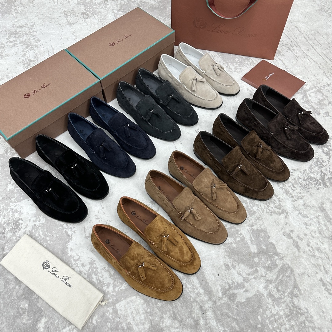 💋💍LP家新品    Loro Pian*  诺悠*翩雅  休闲一脚蹬流苏乐福皮鞋鞋  选用牛皮磨砂牛皮