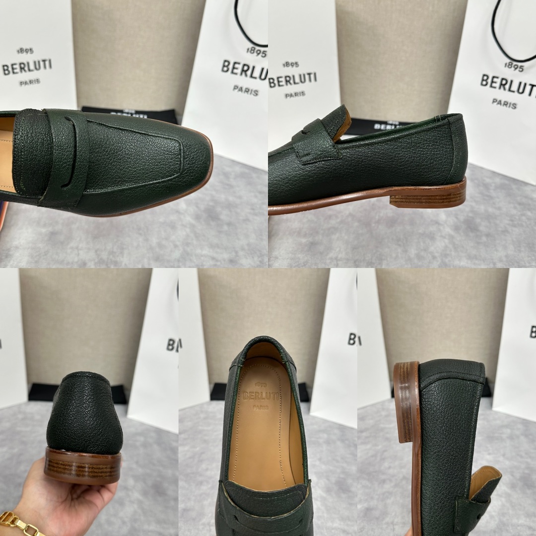 💋💍新品布鲁-提Lorenzo山羊皮🐐乐福鞋，经典布雷克结构法，柔软粒面山羊皮胚古法手工改色工艺，鞋面精