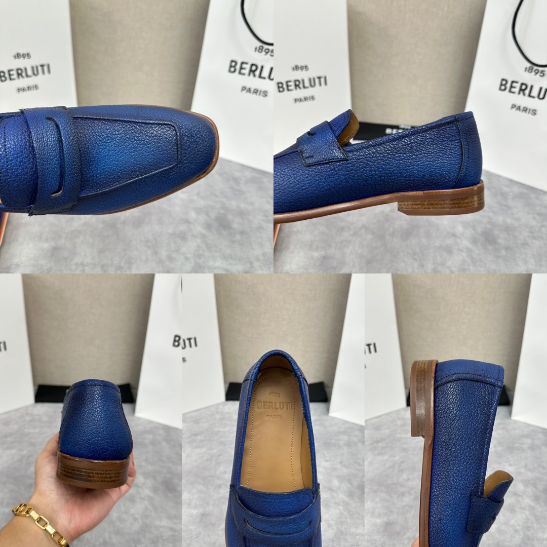 💋💍新品布鲁-提Lorenzo山羊皮🐐乐福鞋，经典布雷克结构法，柔软粒面山羊皮胚古法手工改色工艺，鞋面精