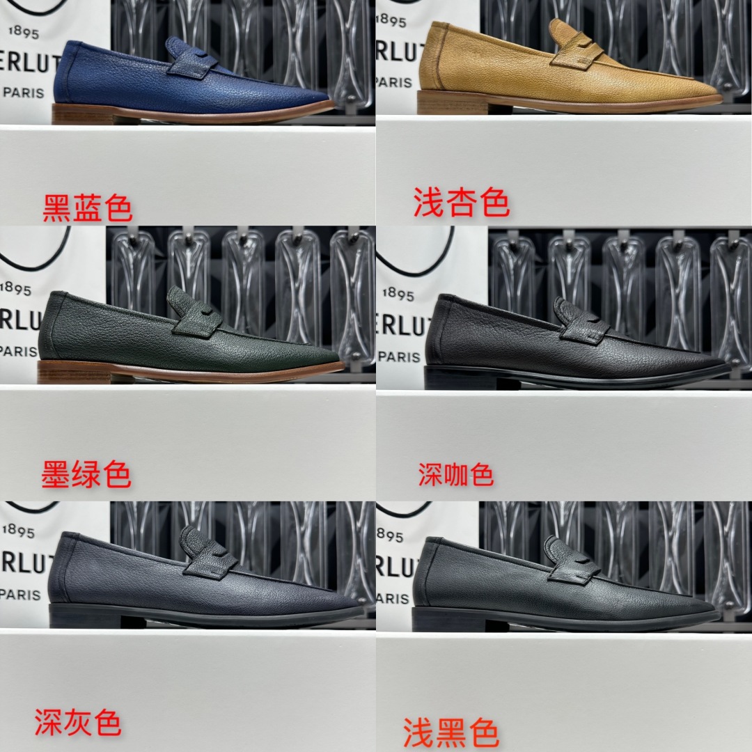 💋💍新品布鲁-提Lorenzo山羊皮🐐乐福鞋，经典布雷克结构法，柔软粒面山羊皮胚古法手工改色工艺，鞋面精