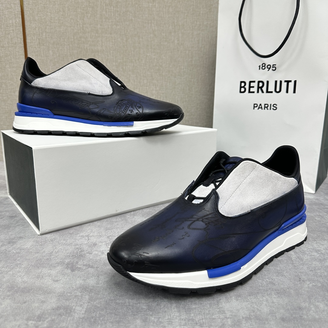 💋💍Berlut* 布鲁提 升级版第四代私模大底 Fast Track皮革运动鞋  官方 11,500 