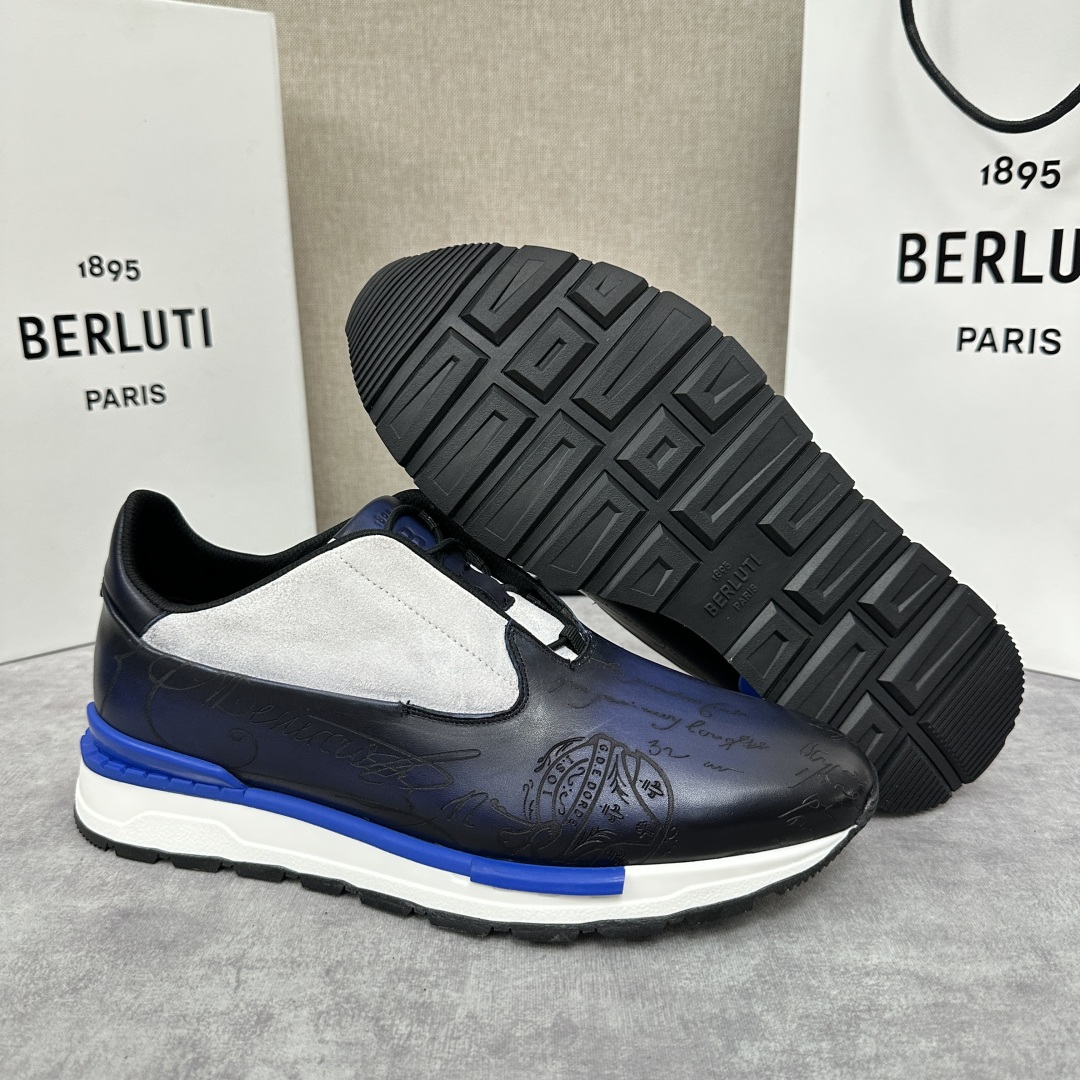 💋💍Berlut* 布鲁提 升级版第四代私模大底 Fast Track皮革运动鞋  官方 11,500 