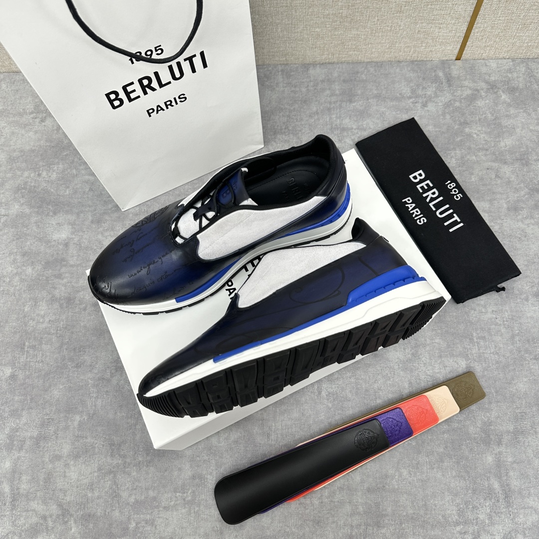 💋💍Berlut* 布鲁提 升级版第四代私模大底 Fast Track皮革运动鞋  官方 11,500 