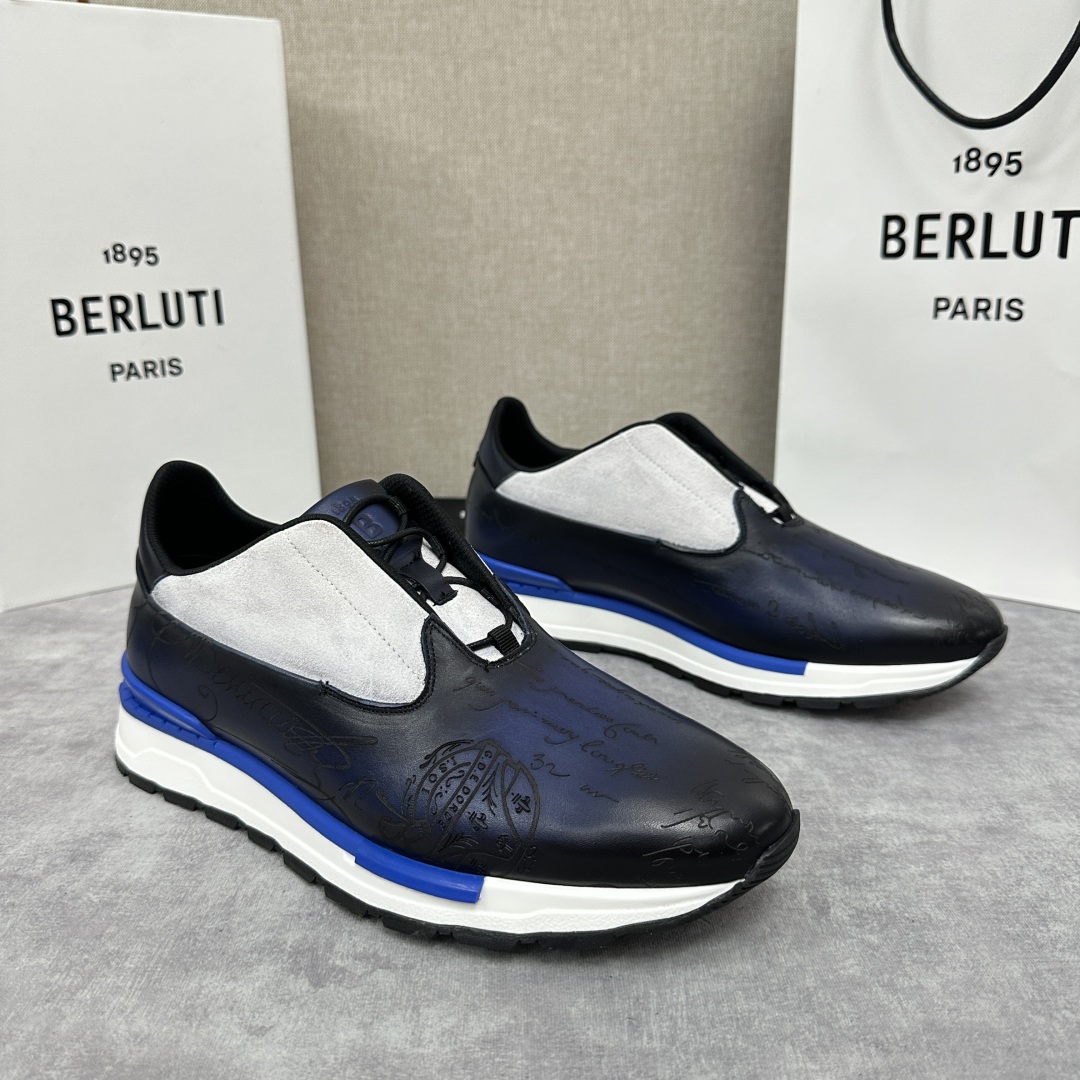 💋💍Berlut* 布鲁提 升级版第四代私模大底 Fast Track皮革运动鞋  官方 11,500 