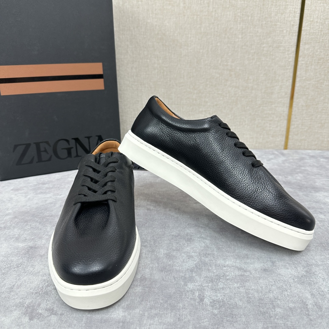 💋💍 Zegn* 杰尼-亚  SECONDSKIN 厚底休闲运动鞋     这款粒面低帮运动鞋质感柔软。