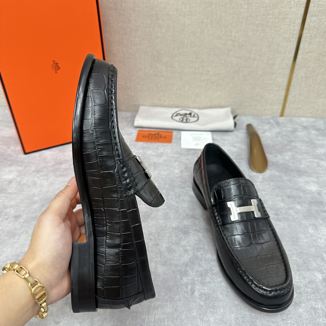 💋💍 H家  爱马-仕 新品Destin乐福鞋  官方 12.360  新款男士便鞋上🆕   一脚蹬套脚