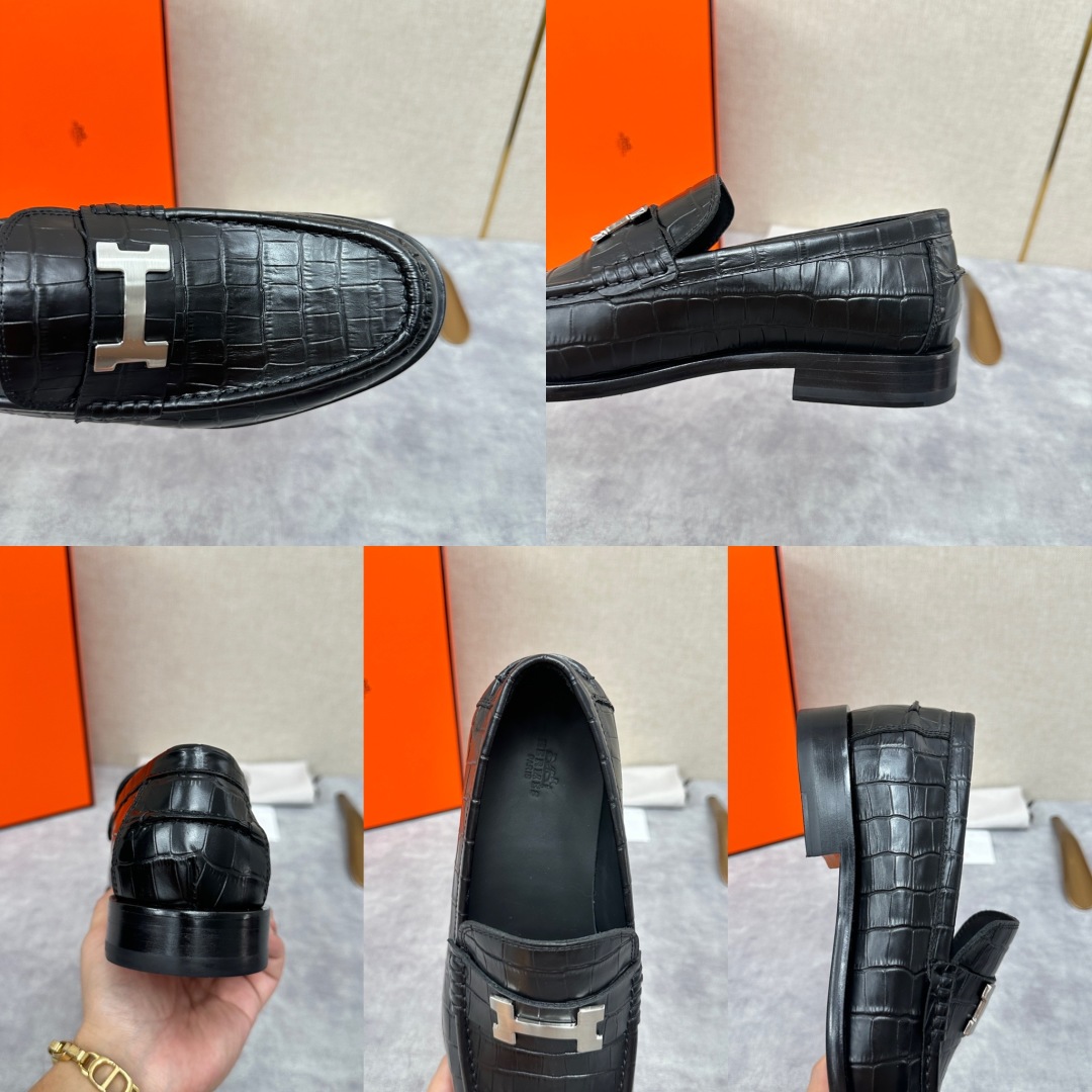 💋💍 H家  爱马-仕 新品Destin乐福鞋  官方 12.360  新款男士便鞋上🆕   一脚蹬套脚