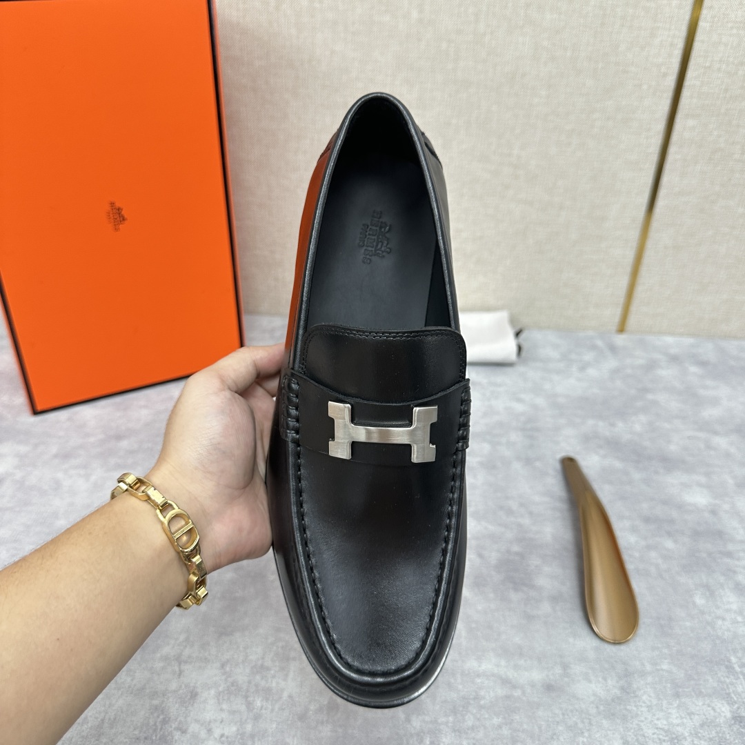 💋💍 H家  爱马-仕 新品Destin乐福鞋  官方 12.360  新款男士便鞋上🆕   一脚蹬套脚