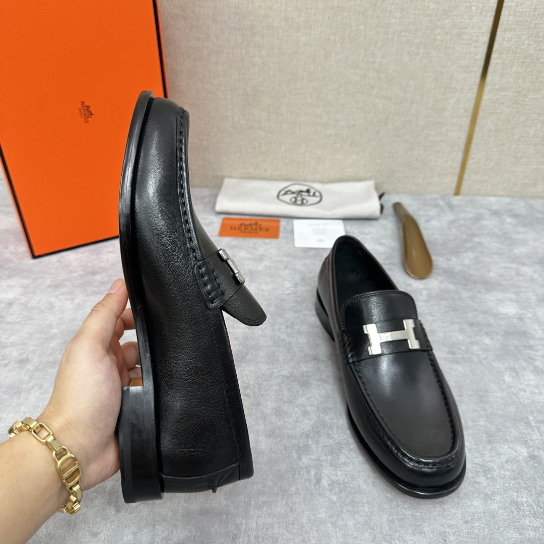 💋💍 H家  爱马-仕 新品Destin乐福鞋  官方 12.360  新款男士便鞋上🆕   一脚蹬套脚