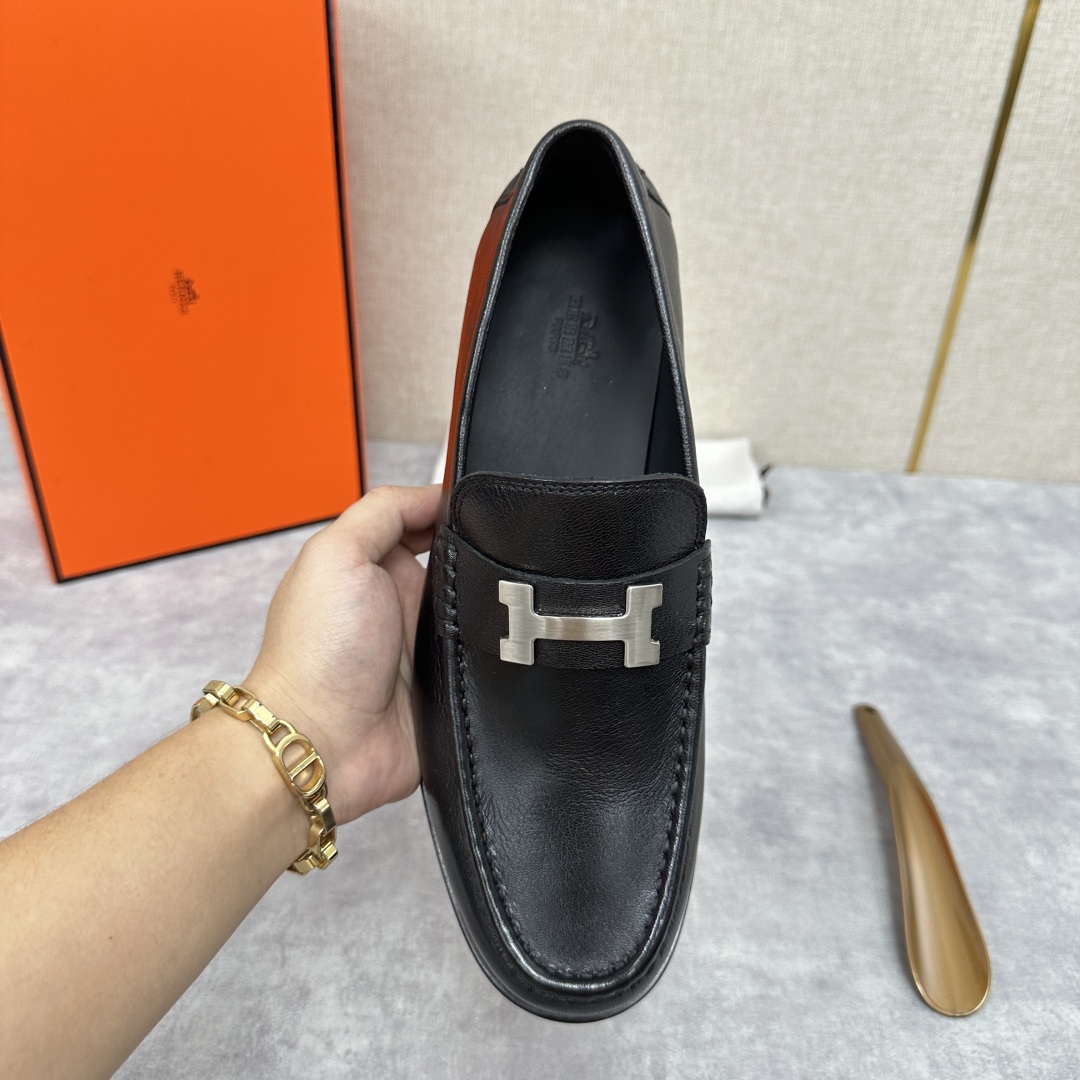💋💍 H家  爱马-仕 新品Destin乐福鞋  官方 12.360  新款男士便鞋上🆕   一脚蹬套脚
