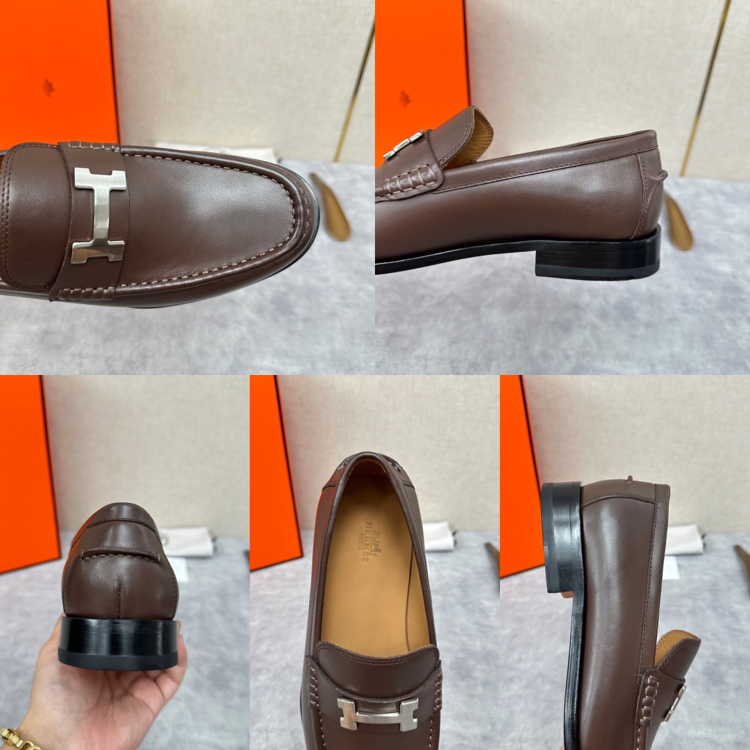 💋💍 H家  爱马-仕 新品Destin乐福鞋  官方 12.360  新款男士便鞋上🆕   一脚蹬套脚