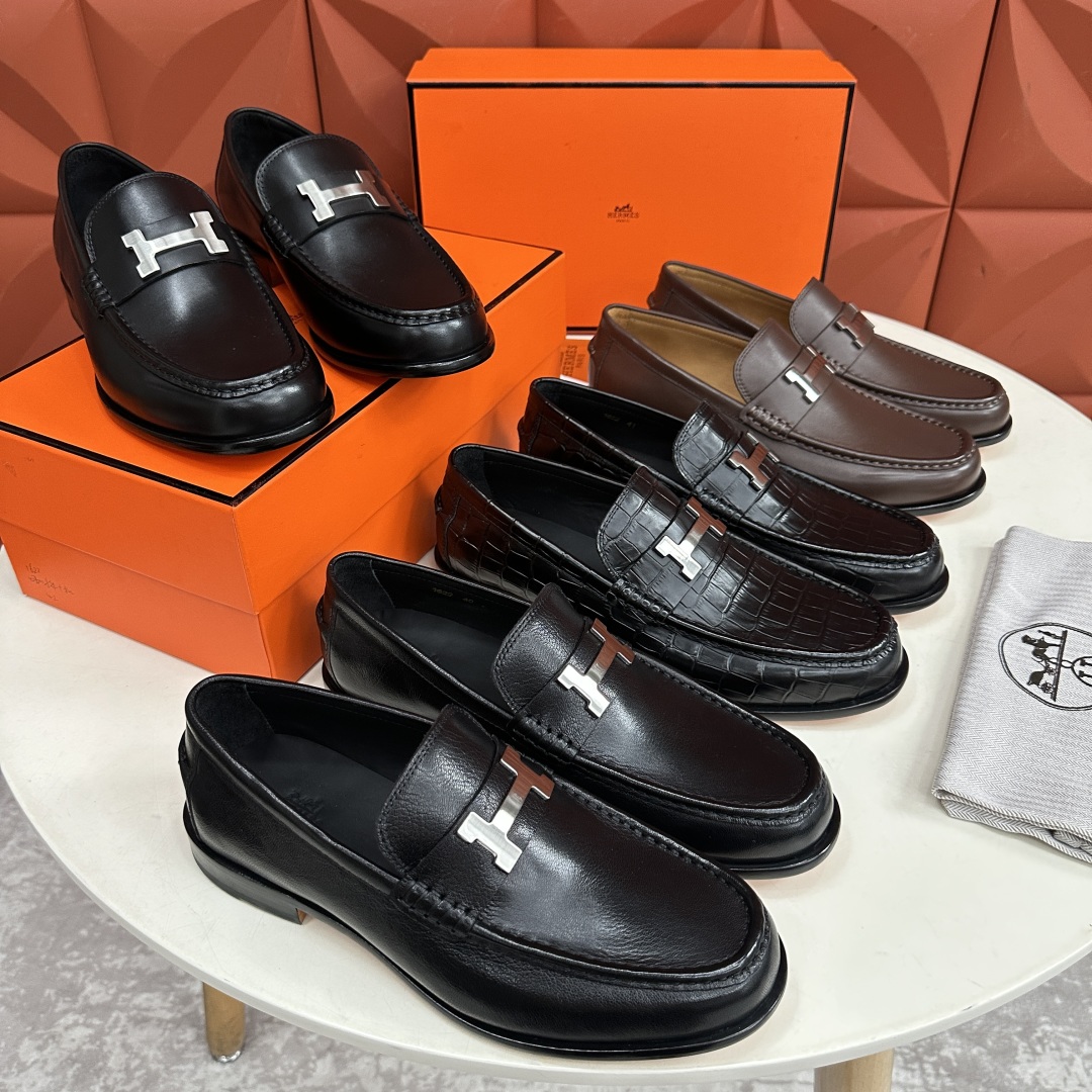 💋💍 H家  爱马-仕 新品Destin乐福鞋  官方 12.360  新款男士便鞋上🆕   一脚蹬套脚