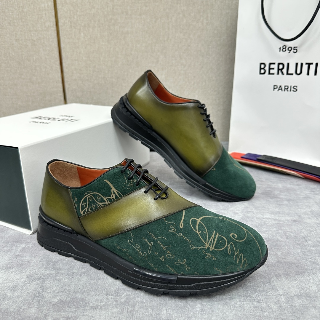 💋💍Berlut* 布鲁提定制版 升级版第四代私模大底 Fast Track皮革运动鞋 官方 13,5
