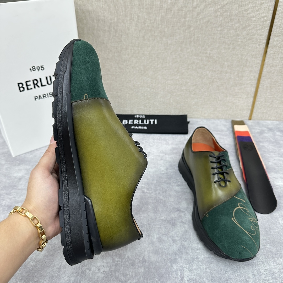 💋💍Berlut* 布鲁提定制版 升级版第四代私模大底 Fast Track皮革运动鞋 官方 13,5