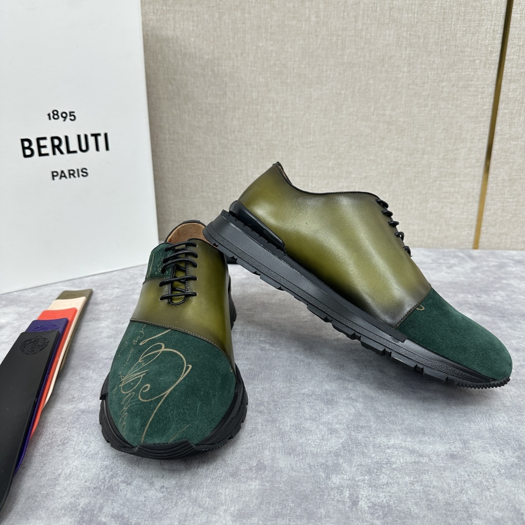 💋💍Berlut* 布鲁提定制版 升级版第四代私模大底 Fast Track皮革运动鞋 官方 13,5