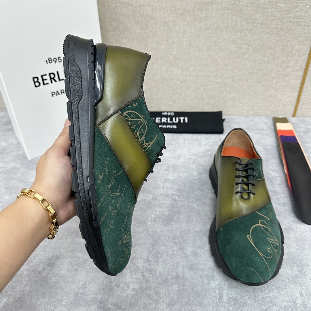 💋💍Berlut* 布鲁提定制版 升级版第四代私模大底 Fast Track皮革运动鞋 官方 13,5