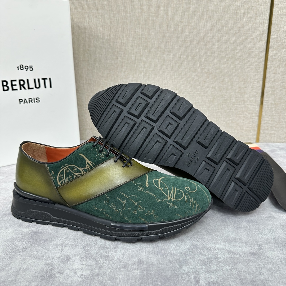 💋💍Berlut* 布鲁提定制版 升级版第四代私模大底 Fast Track皮革运动鞋 官方 13,5