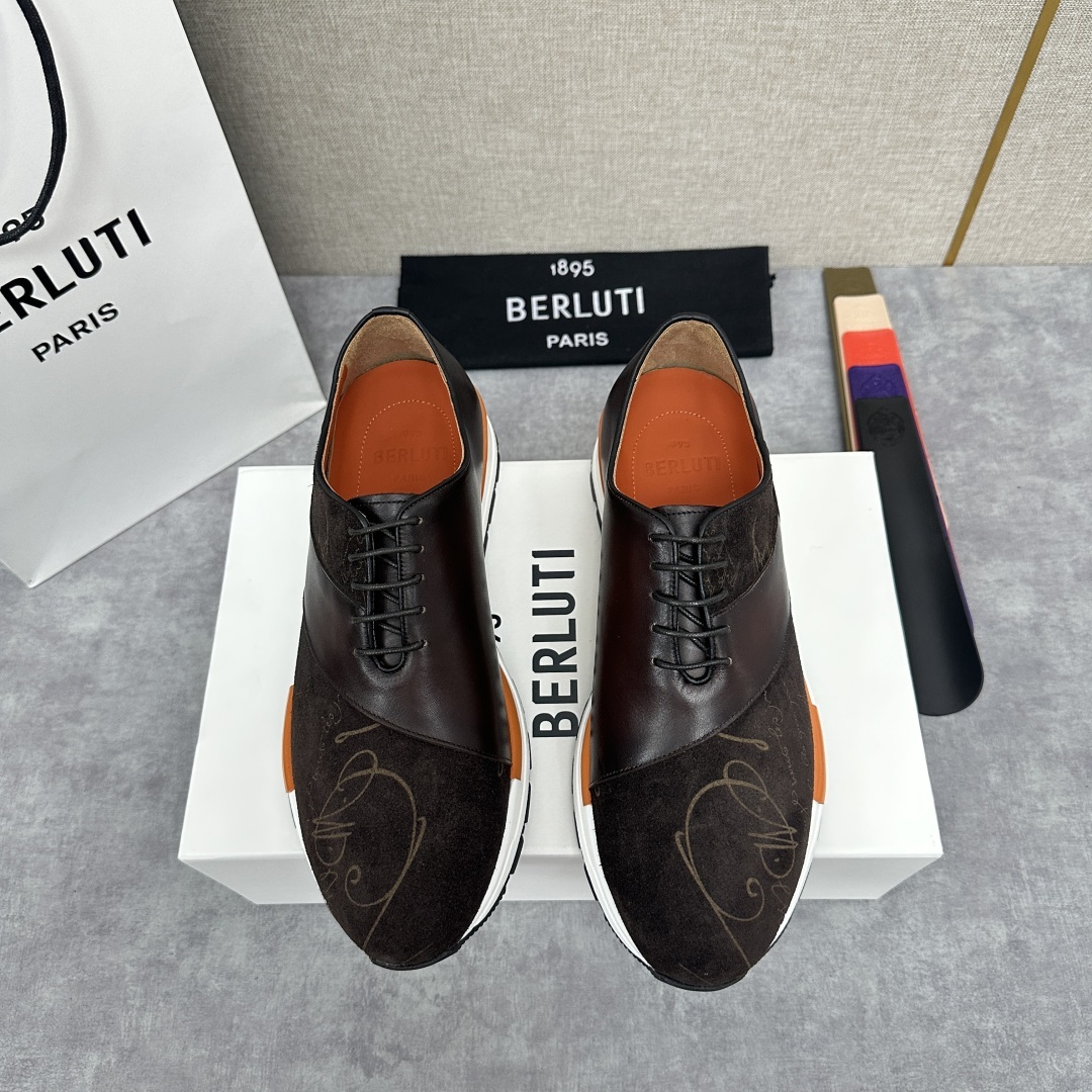 💋💍Berlut* 布鲁提定制版 升级版第四代私模大底 Fast Track皮革运动鞋 官方 13,5