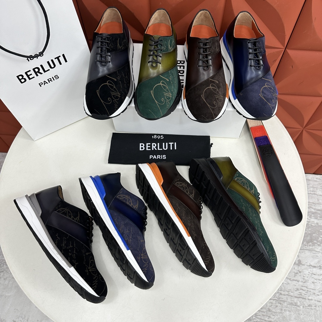 💋💍Berlut* 布鲁提定制版 升级版第四代私模大底 Fast Track皮革运动鞋 官方 13,5