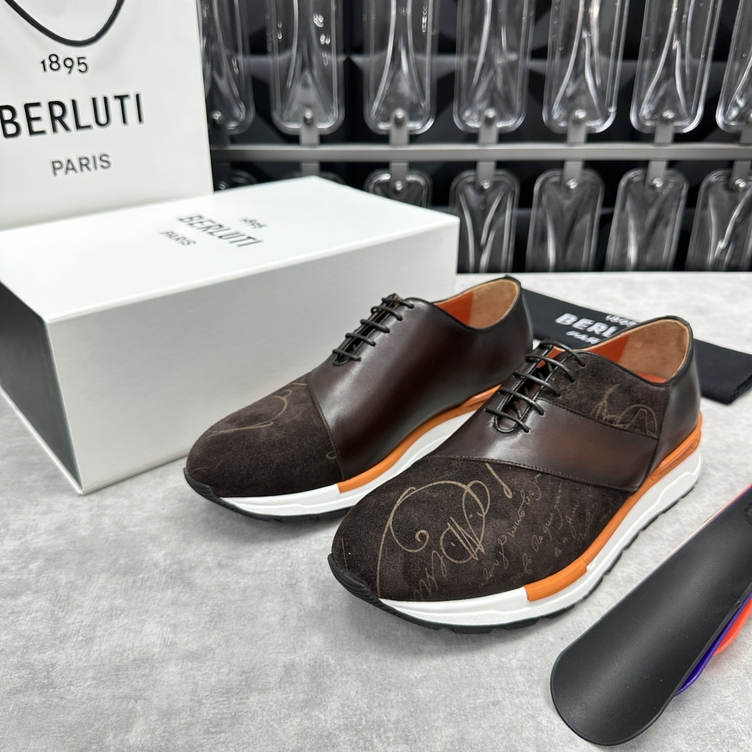 💋💍Berlut* 布鲁提定制版 升级版第四代私模大底 Fast Track皮革运动鞋 官方 13,5