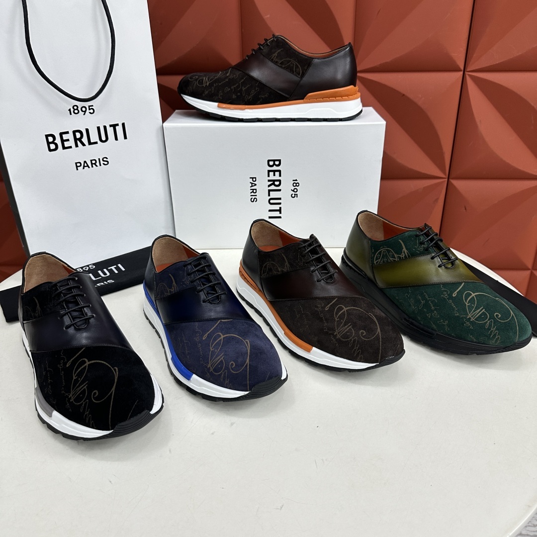💋💍Berlut* 布鲁提定制版 升级版第四代私模大底 Fast Track皮革运动鞋 官方 13,5