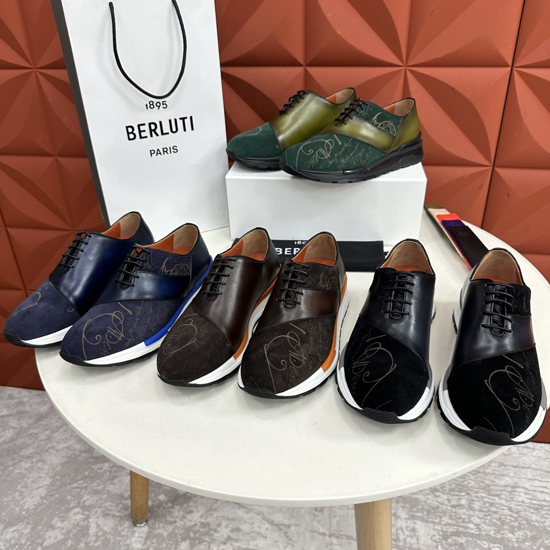 💋💍Berlut* 布鲁提定制版 升级版第四代私模大底 Fast Track皮革运动鞋 官方 13,5