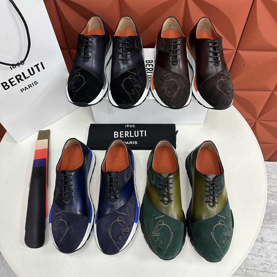 💋💍Berlut* 布鲁提定制版 升级版第四代私模大底 Fast Track皮革运动鞋 官方 13,5