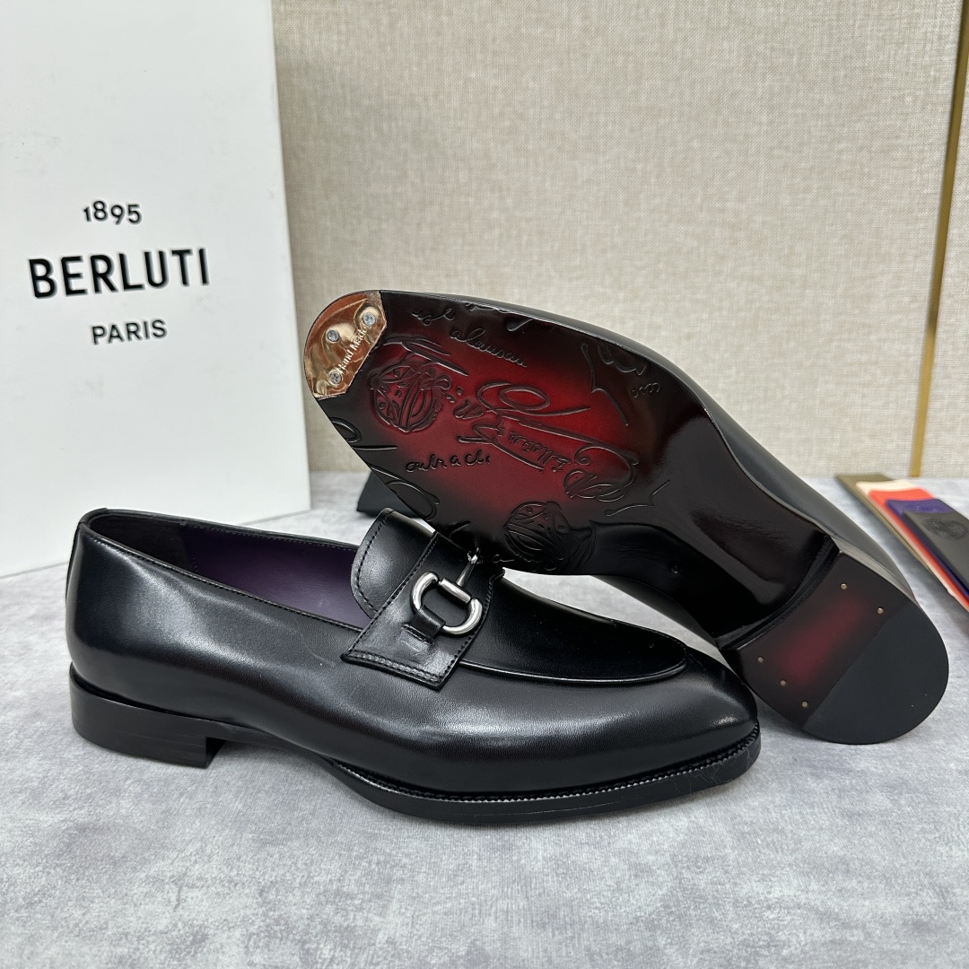💋💍Berlut* 布鲁提  新款男士手工擦色乐福鞋皮鞋出货 ，渠道精品，一脚蹬简便款司机鞋 甄选优质进