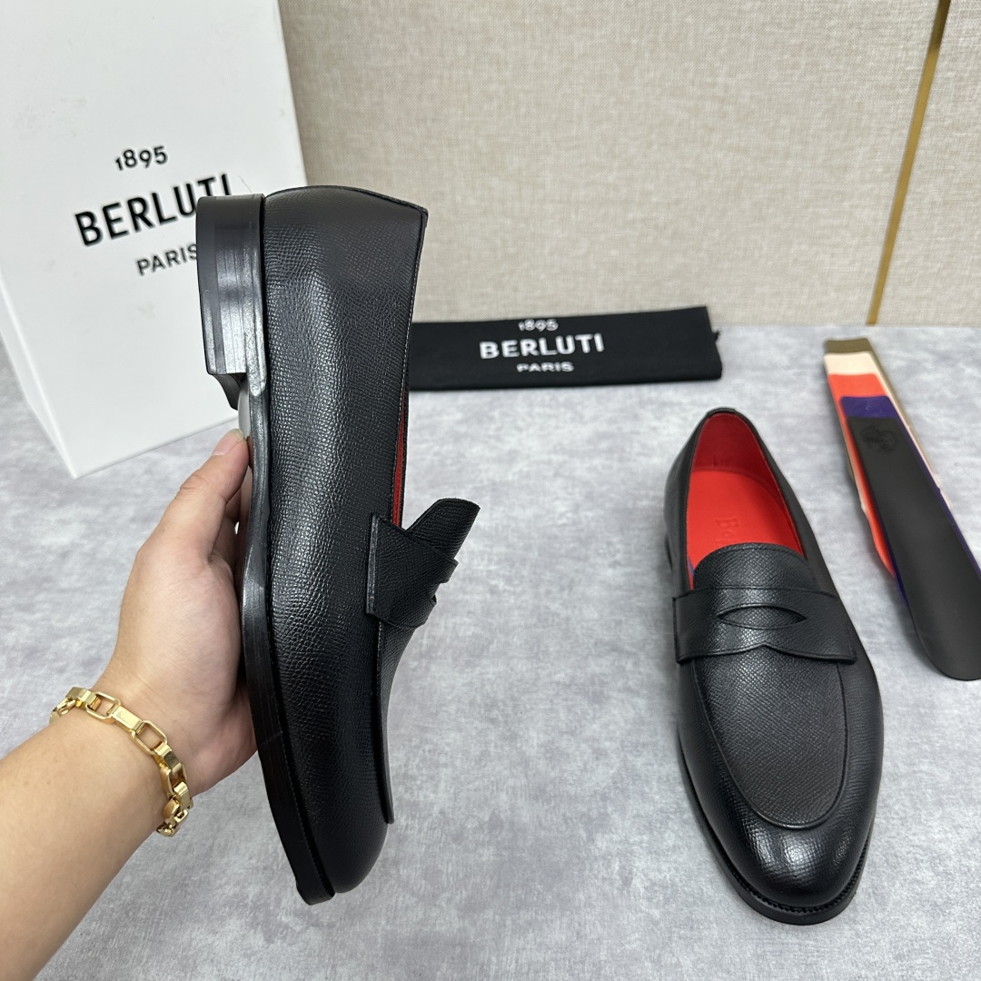 💋💍Berlut* 布鲁提  新款男士手工擦色乐福鞋皮鞋出货 ，渠道精品，一脚蹬简便款司机鞋 甄选优质进