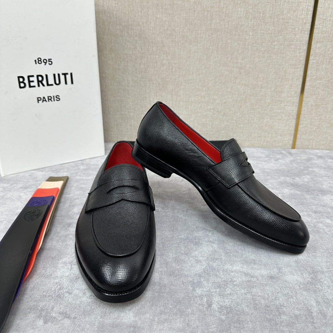 💋💍Berlut* 布鲁提  新款男士手工擦色乐福鞋皮鞋出货 ，渠道精品，一脚蹬简便款司机鞋 甄选优质进