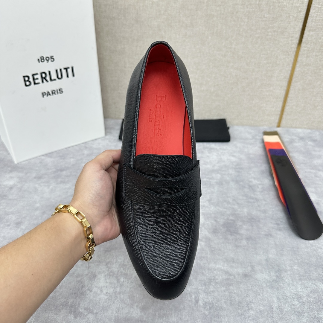💋💍Berlut* 布鲁提  新款男士手工擦色乐福鞋皮鞋出货 ，渠道精品，一脚蹬简便款司机鞋 甄选优质进