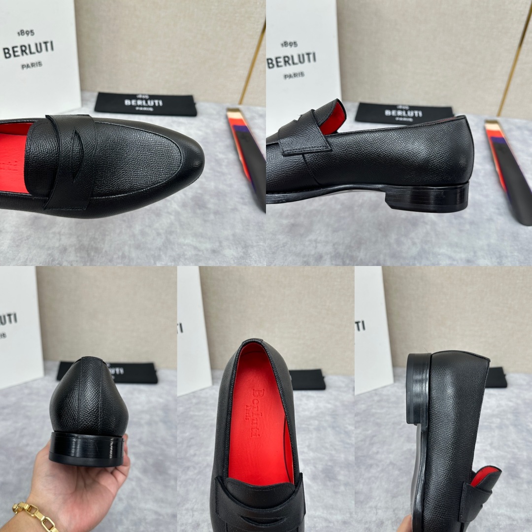 💋💍Berlut* 布鲁提  新款男士手工擦色乐福鞋皮鞋出货 ，渠道精品，一脚蹬简便款司机鞋 甄选优质进