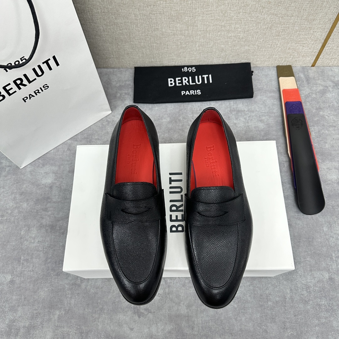 💋💍Berlut* 布鲁提  新款男士手工擦色乐福鞋皮鞋出货 ，渠道精品，一脚蹬简便款司机鞋 甄选优质进
