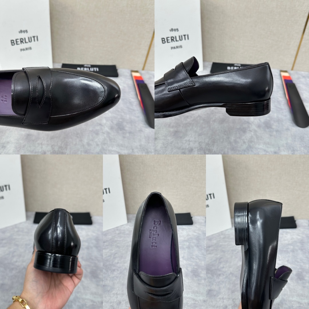 💋💍Berlut* 布鲁提  新款男士手工擦色乐福鞋皮鞋出货 ，渠道精品，一脚蹬简便款司机鞋 甄选优质进