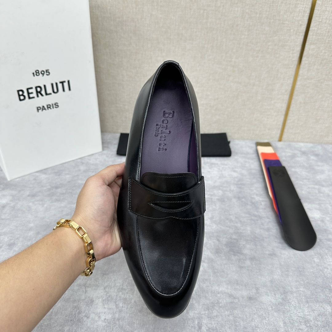 💋💍Berlut* 布鲁提  新款男士手工擦色乐福鞋皮鞋出货 ，渠道精品，一脚蹬简便款司机鞋 甄选优质进