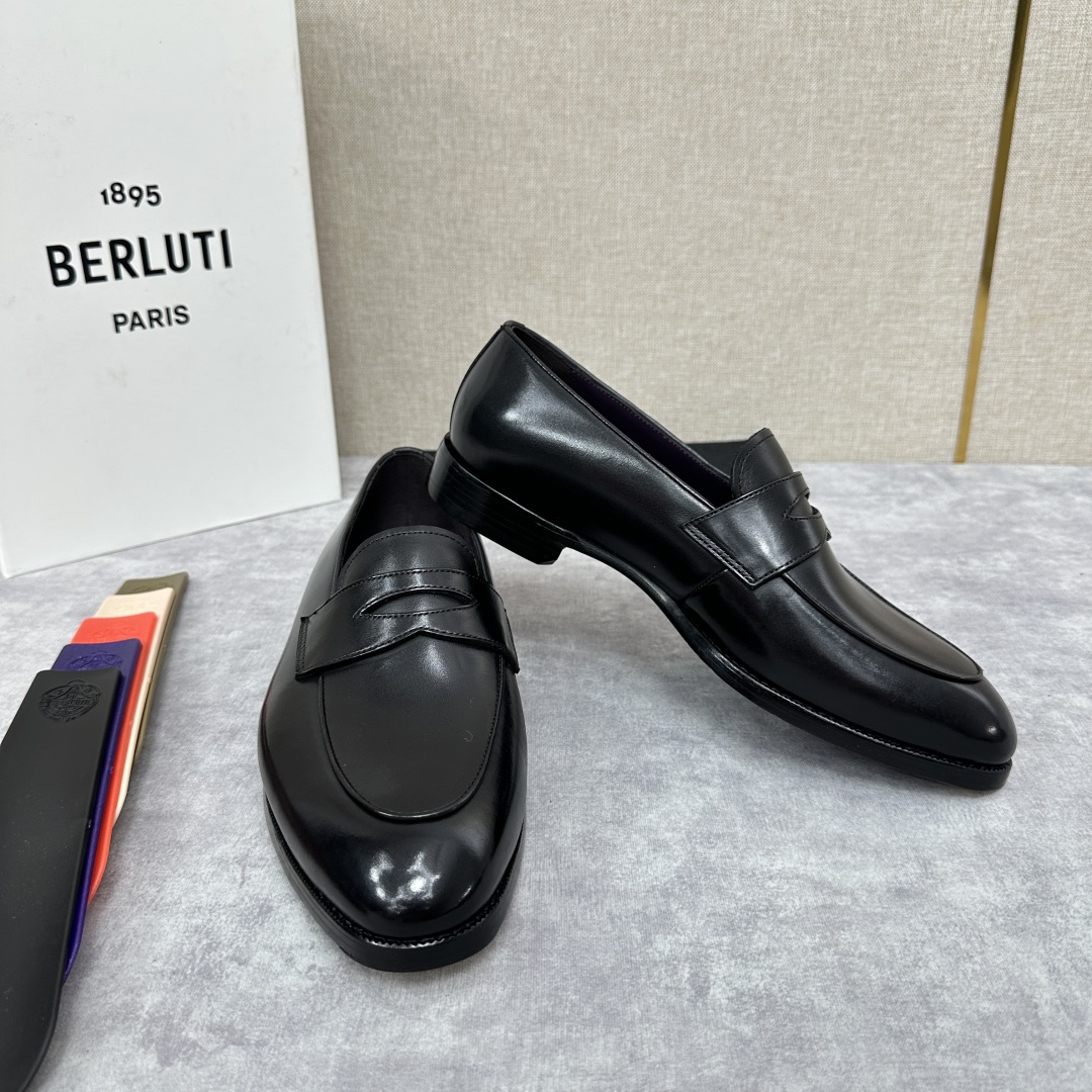 💋💍Berlut* 布鲁提  新款男士手工擦色乐福鞋皮鞋出货 ，渠道精品，一脚蹬简便款司机鞋 甄选优质进