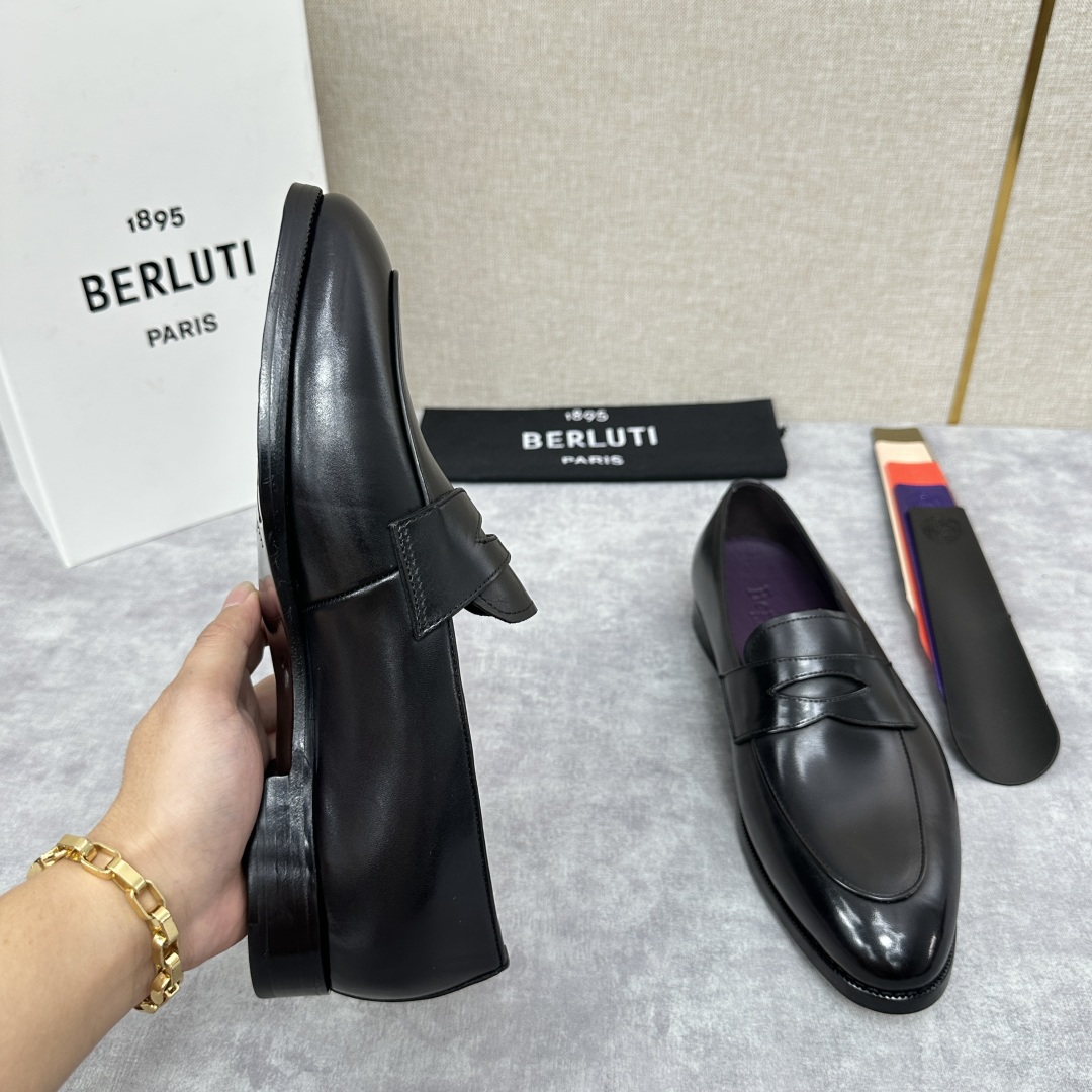 💋💍Berlut* 布鲁提  新款男士手工擦色乐福鞋皮鞋出货 ，渠道精品，一脚蹬简便款司机鞋 甄选优质进