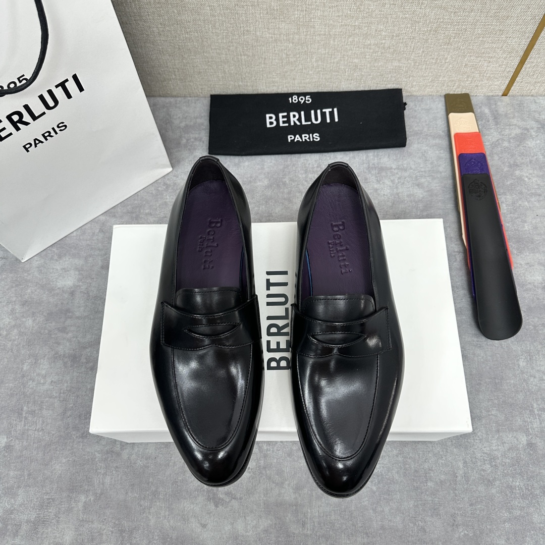 💋💍Berlut* 布鲁提  新款男士手工擦色乐福鞋皮鞋出货 ，渠道精品，一脚蹬简便款司机鞋 甄选优质进