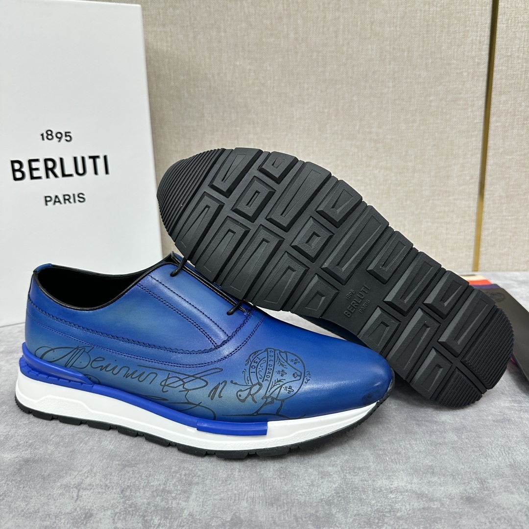 💋💍Berlut* 布鲁提 升级版第四代私模大底 Fast Track皮革运动鞋 官方 11,200