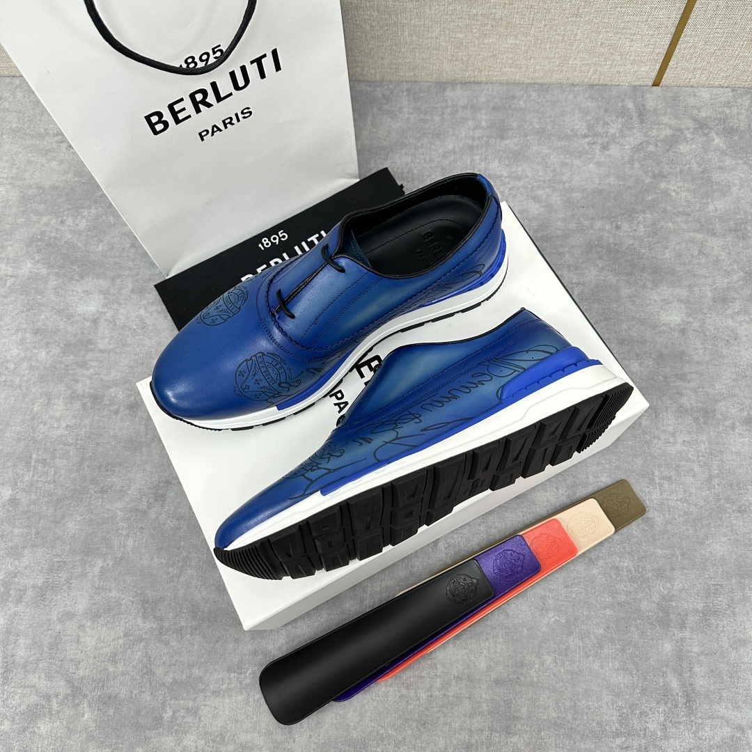 💋💍Berlut* 布鲁提 升级版第四代私模大底 Fast Track皮革运动鞋 官方 11,200