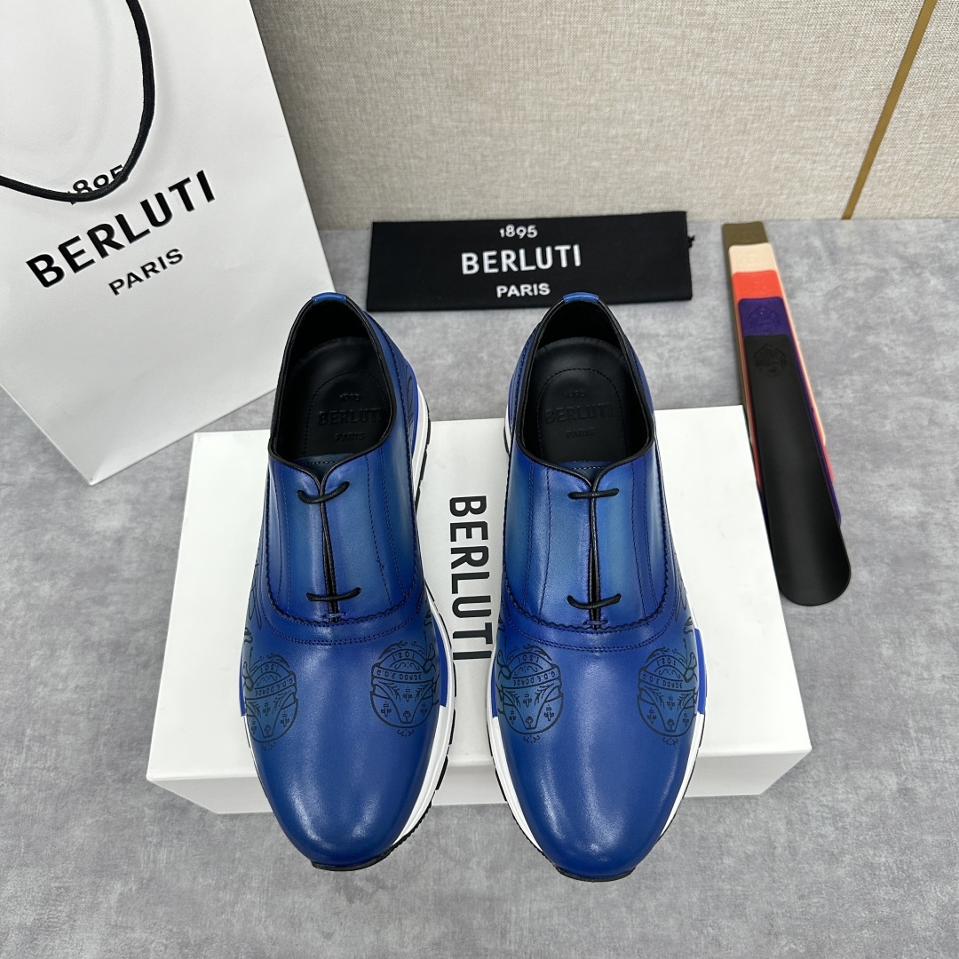 💋💍Berlut* 布鲁提 升级版第四代私模大底 Fast Track皮革运动鞋 官方 11,200