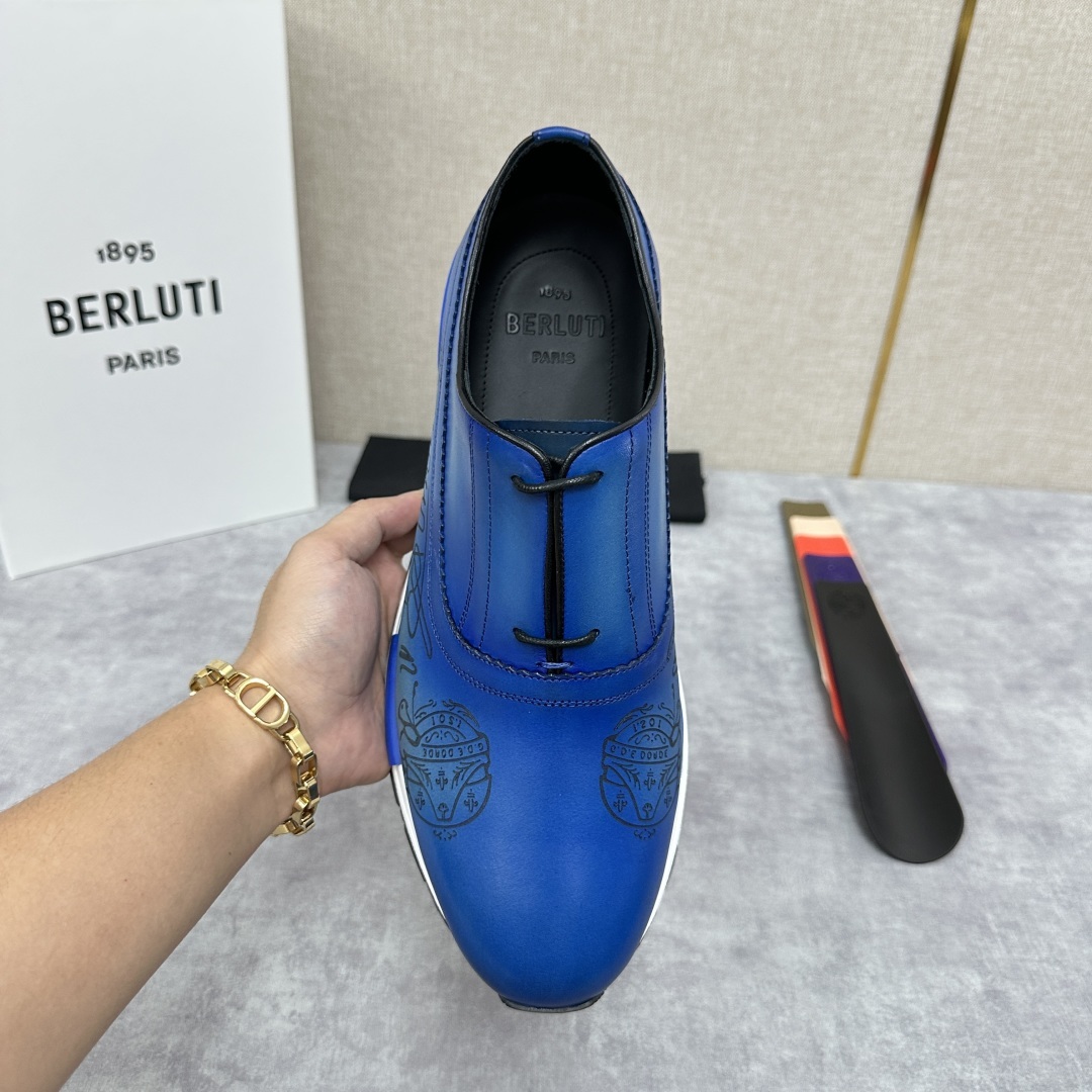 💋💍Berlut* 布鲁提 升级版第四代私模大底 Fast Track皮革运动鞋 官方 11,200