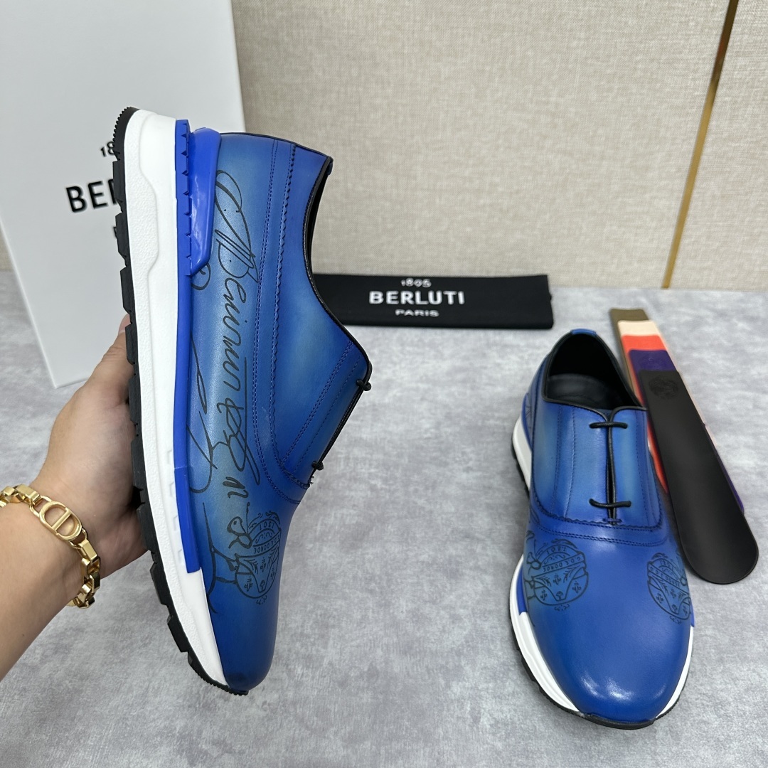 💋💍Berlut* 布鲁提 升级版第四代私模大底 Fast Track皮革运动鞋 官方 11,200