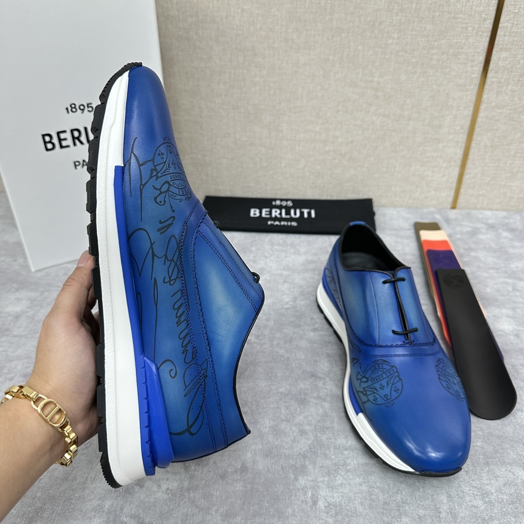 💋💍Berlut* 布鲁提 升级版第四代私模大底 Fast Track皮革运动鞋 官方 11,200