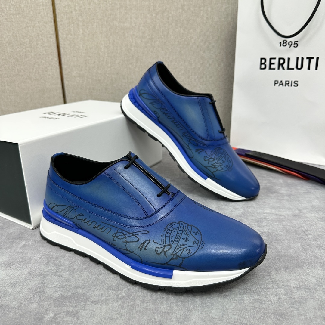 💋💍Berlut* 布鲁提 升级版第四代私模大底 Fast Track皮革运动鞋 官方 11,200