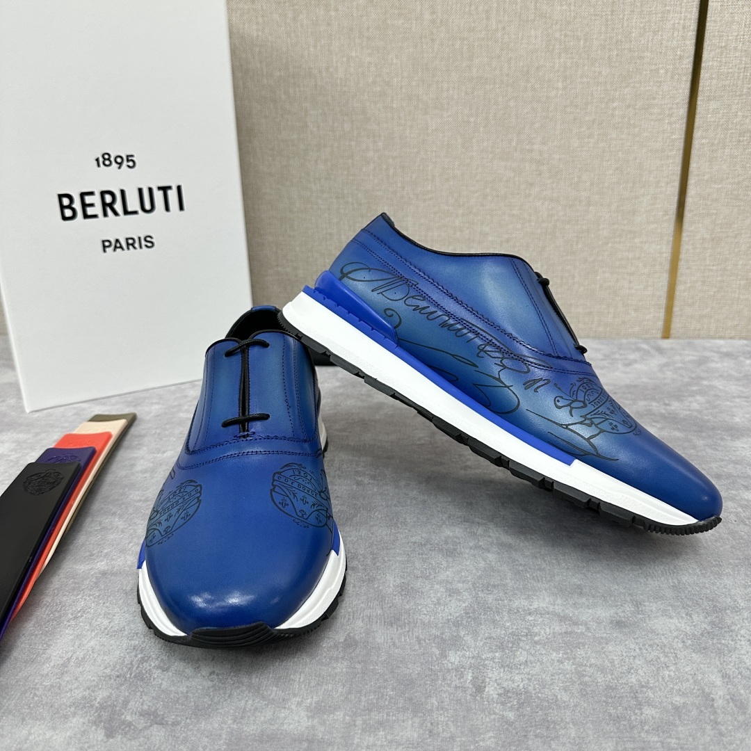 💋💍Berlut* 布鲁提 升级版第四代私模大底 Fast Track皮革运动鞋 官方 11,200