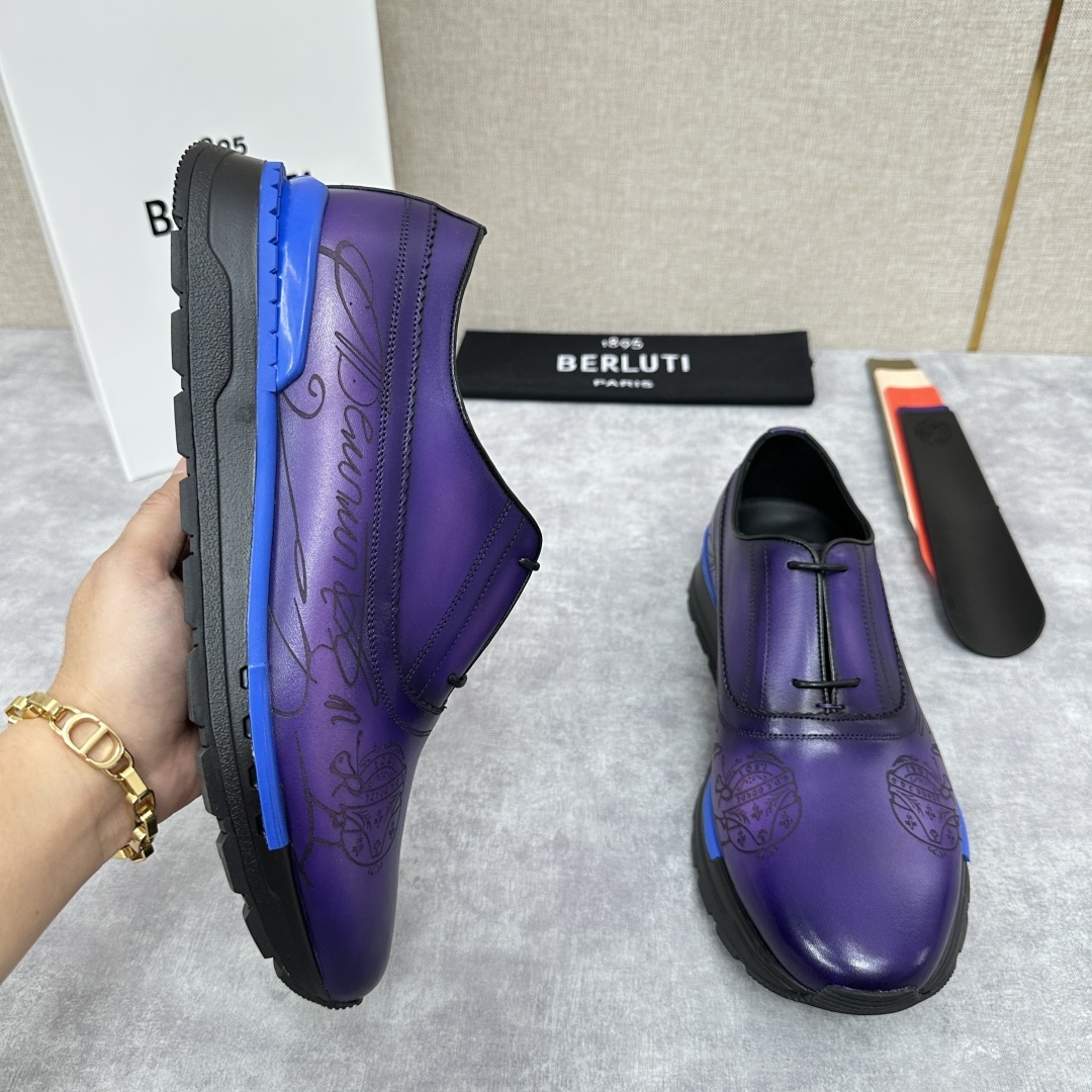 💋💍Berlut* 布鲁提 升级版第四代私模大底 Fast Track皮革运动鞋 官方 11,200