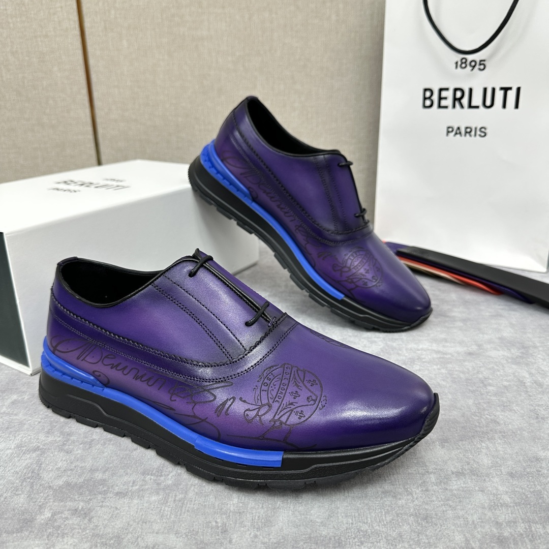 💋💍Berlut* 布鲁提 升级版第四代私模大底 Fast Track皮革运动鞋 官方 11,200