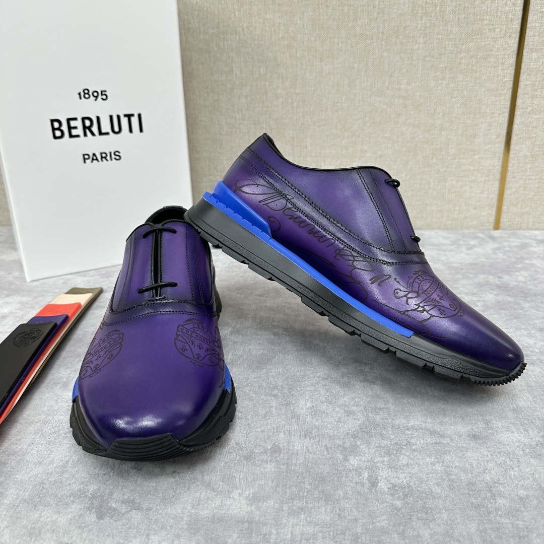 💋💍Berlut* 布鲁提 升级版第四代私模大底 Fast Track皮革运动鞋 官方 11,200
